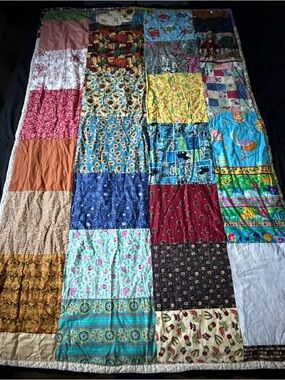 Adorable Patchwork Quilted Throw Blanket w/ Care Bear, Paddington Bear